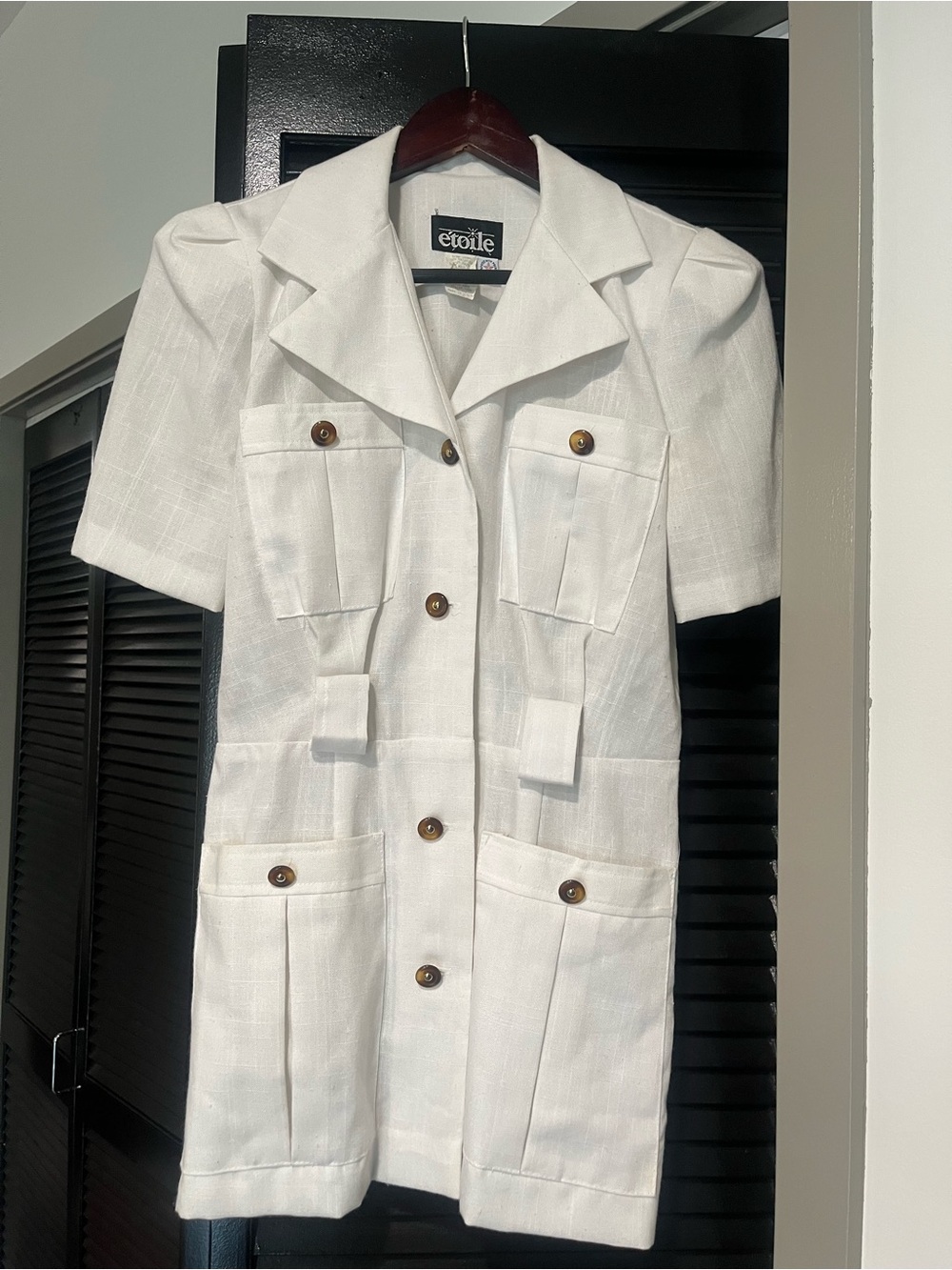 Vintage Etoile White Safari Blazer Jacket / Made in USA / Size 4 Small